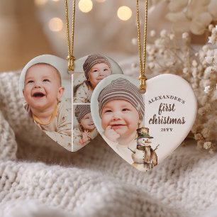 Baby's erstes Weihnachten 4 Foto Wasserfarbe Schne Keramik Ornament