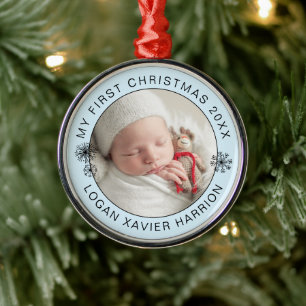Baby's erstes Weihnachten Andenken Foto Ornament Aus Metall