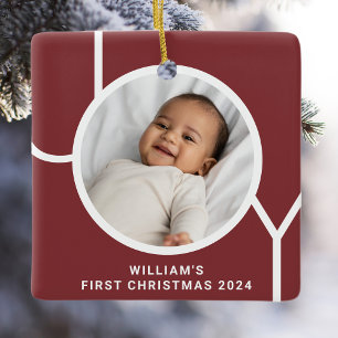 Baby's erstes Weihnachten Andenken Foto Rot Keramikornament