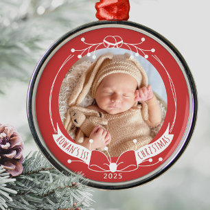 Baby's erstes Weihnachten, benutzerdefinierter Nam Ornament Aus Metall