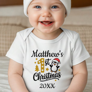 Baby's erstes Weihnachten benutzerdefinierter Name Baby Strampler