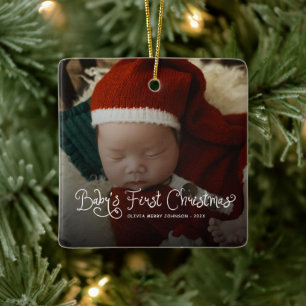 Babys erstes Weihnachten Foto Keramikornament