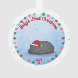 Baby's erstes Weihnachten -Hippo-Acryl-Ornament Ornament