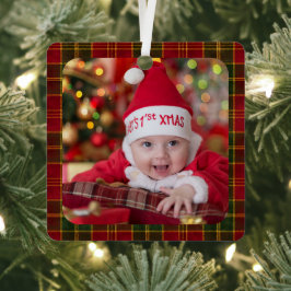 Baby's erstes Weihnachten Karo Foto Metall-Ornamen Ornament Aus Metall