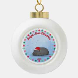 Baby's erstes Weihnachten - Keramik-Nilpferd-Ornam Keramik Kugel-Ornament