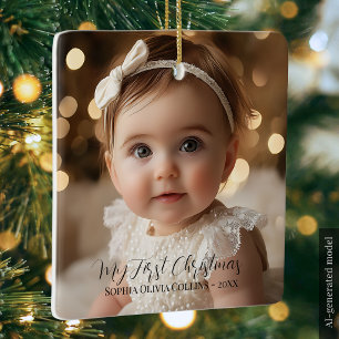 Baby's erstes Weihnachten Minimalistisches Skript Keramikornament