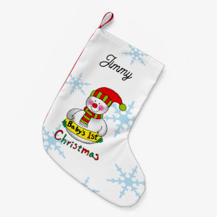 Baby's erstes Weihnachten mit süßem Schneemann Kleiner Weihnachtsstrumpf
