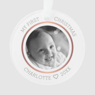 Baby's erstes Weihnachten moderne elegante Foto Ornament
