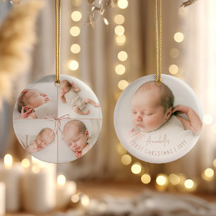 Baby's erstes Weihnachten personalisiert mit 5 Fot Keramik Ornament