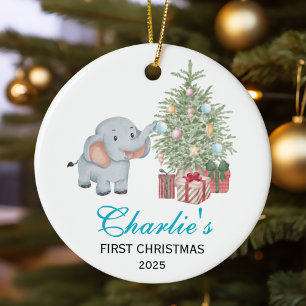 Baby's erstes Weihnachten personalisierter Elefant Keramik Ornament