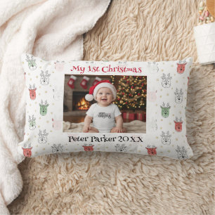 Baby's erstes Weihnachten personalisiertes Namensf Lendenkissen