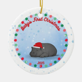 Baby's erstes Weihnachten - Porzellan Nilpferd-Orn Keramik Ornament
