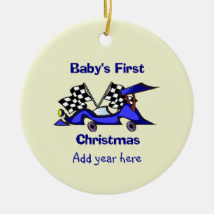 Babys erstes Weihnachten Racecar Keramikornament