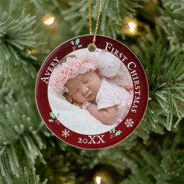 Baby's erstes Weihnachten Rustikaler roter individ Keramik Ornament