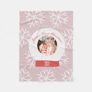 Baby's erstes Weihnachten Schneekugel rosa Schneef Fleecedecke