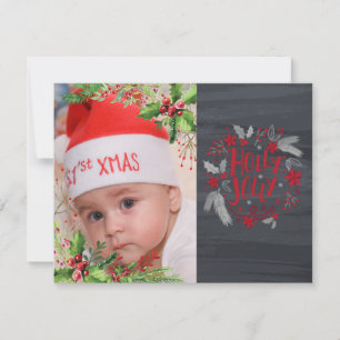 Baby's erstes Weihnachten, Stechpalmen-Beeren,Foto Feiertagskarte