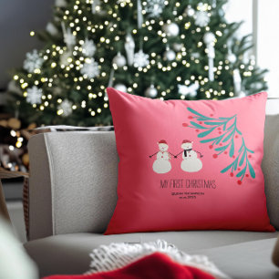 Baby's erstes Weihnachten - süßes Schneemann-Duo a Kissen