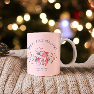 Baby's erstes Weihnachten Waldtiere Freunde Zweifarbige Tasse