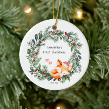Baby's erstes Weihnachts-Fuchs-Ornament 