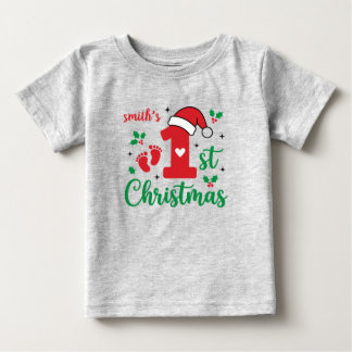 Baby's erstes Weihnachts-Fußabdruck-T-Shirt für Kl Baby T-shirt