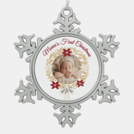 Baby's erstes Weihnachts-Schneeflocken-Foto-Orname Schneeflocken Zinn-Ornament