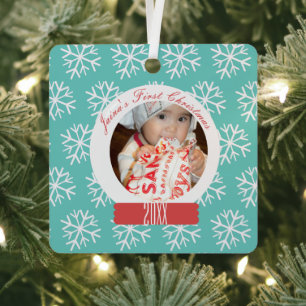 Baby's erstes Weihnachts-Schneeglobus-Schneeflocke Ornament Aus Metall