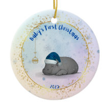 Baby's erstes Weihnachts-Zwergflusspferd-Weihnacht