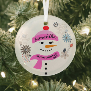 Baby's erstes Weihnachtsbaum-Ornament, Personalisi Ornament Aus Glas