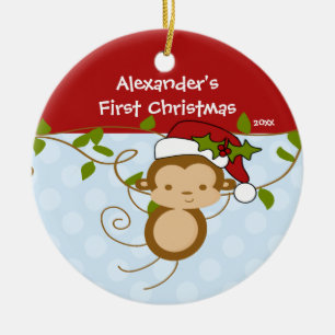 Baby's erstes Weihnachtsbaum Schmuck Junge Santa A Keramik Ornament