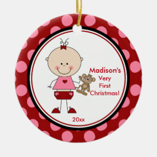 Baby's erstes Weihnachtsbaum-Schmuck-Strichmädchen Keramikornament