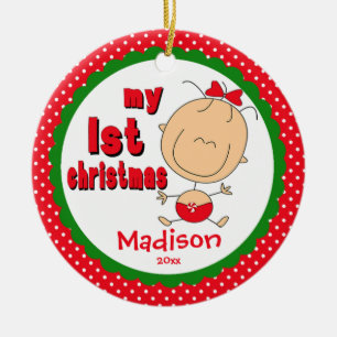 Baby's erstes Weihnachtsbaum-Schmuck-Strichmännche Keramik Ornament