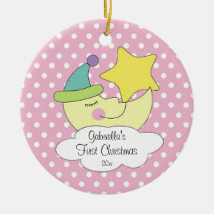 Baby's erstes Weihnachtsbaum-Schmuckstück Rosa Mon Keramik Ornament