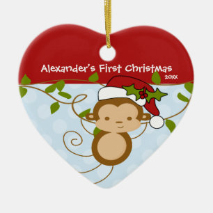 Baby's erstes Weihnachtsbaumschmuck-Junge-Santa-Af Keramikornament