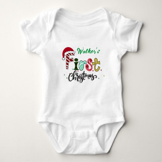Baby's erstes Weihnachtsbib Baby Strampler (Vorderseite)