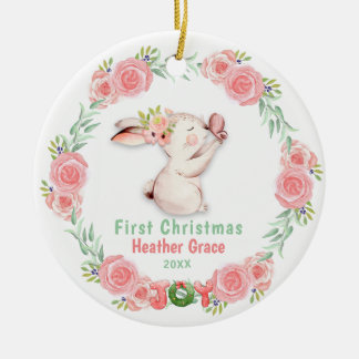 Babys Erstes Weihnachtsfest Foto Bunny Personalisi Keramik Ornament
