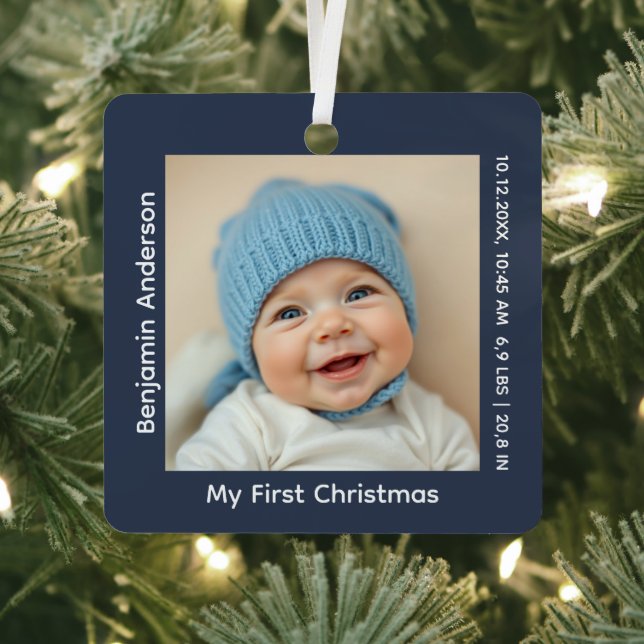 Babys erstes Weihnachtsfest-Foto Geburtsstunde Ornament Aus Metall (InSitu)