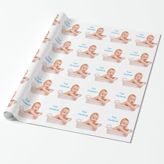 Babys erstes Weihnachtsfest-Foto Geschenkpapier (Ungerollt)