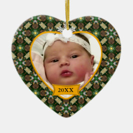 Baby's erstes Weihnachtsfest Foto Keepake Green Keramikornament