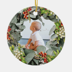 Babys erstes Weihnachtsfest-Foto Keramik Ornament