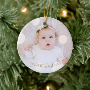Babys erstes Weihnachtsfest-Foto Keramik Ornament