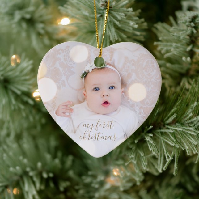 Babys erstes Weihnachtsfest-Foto Keramik Ornament (Baum)