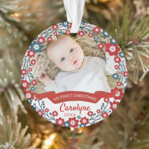 Babys erstes Weihnachtsfest-Foto Ornament