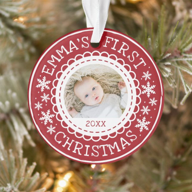 Babys erstes Weihnachtsfest-Foto Ornament (Baum)