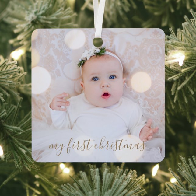 Babys erstes Weihnachtsfest-Foto Ornament Aus Metall (InSitu)