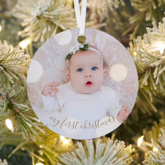 Babys erstes Weihnachtsfest-Foto Ornament Aus Metall (InSitu)
