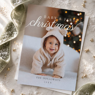 Baby's erstes Weihnachtsfest modernes Foto Feiertagskarte