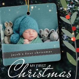 Babys erstes Weihnachtsfest Modernes Foto Keramikornament