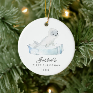 Babys erstes Weihnachtsfest-Siegel Keramik Ornament