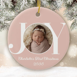 Baby's erstes Weihnachtsfoto Blush Rosa Keramik Ornament