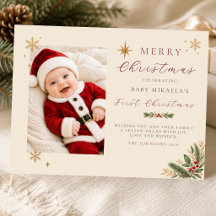 Baby's erstes Weihnachtsfoto | Champagner